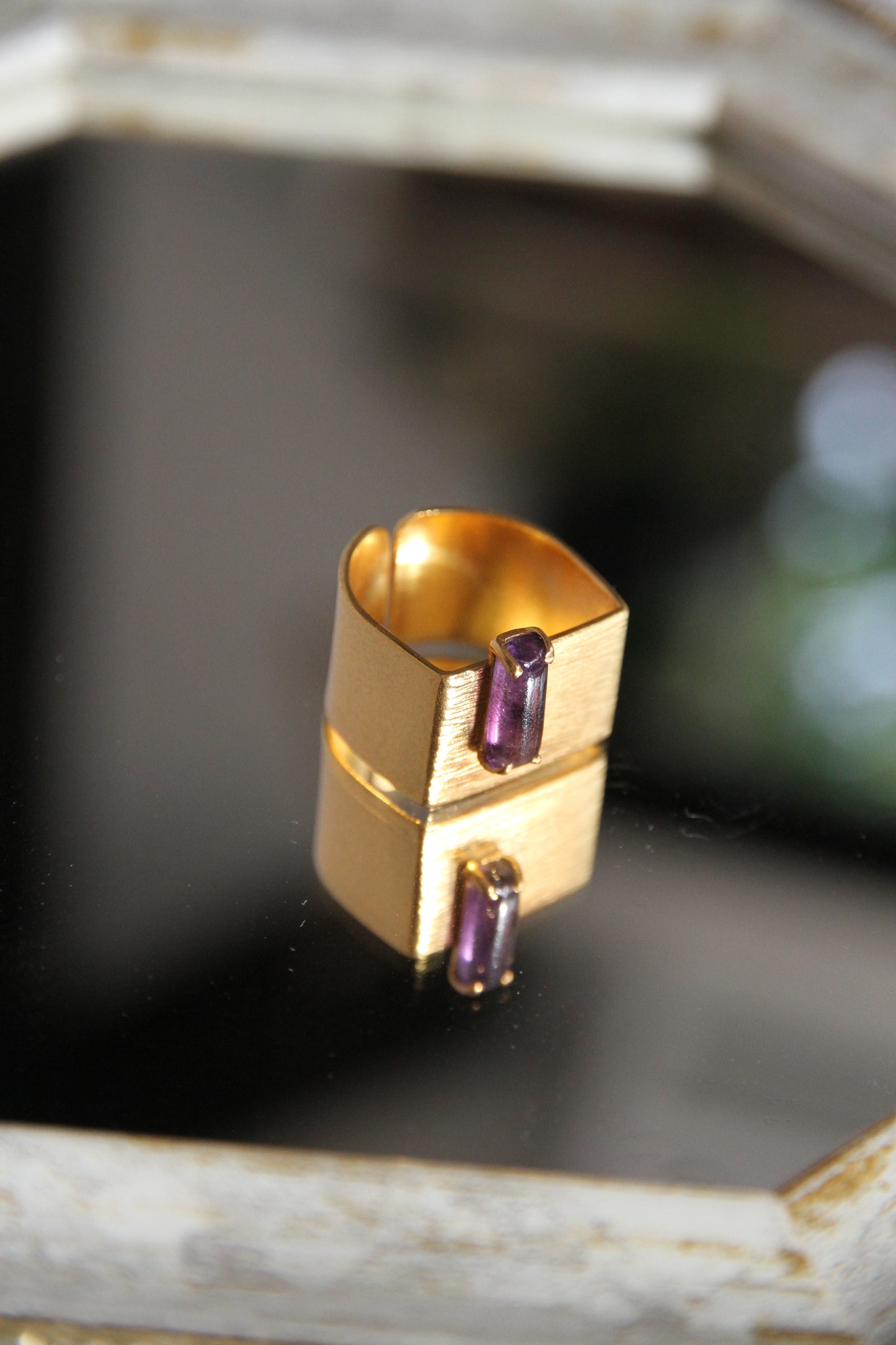 24K Gold Plated Ring【Violet】by Aakar