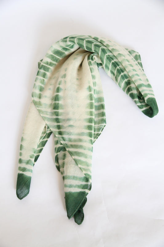 Plant-dyed cashmere-silk shawl / Green