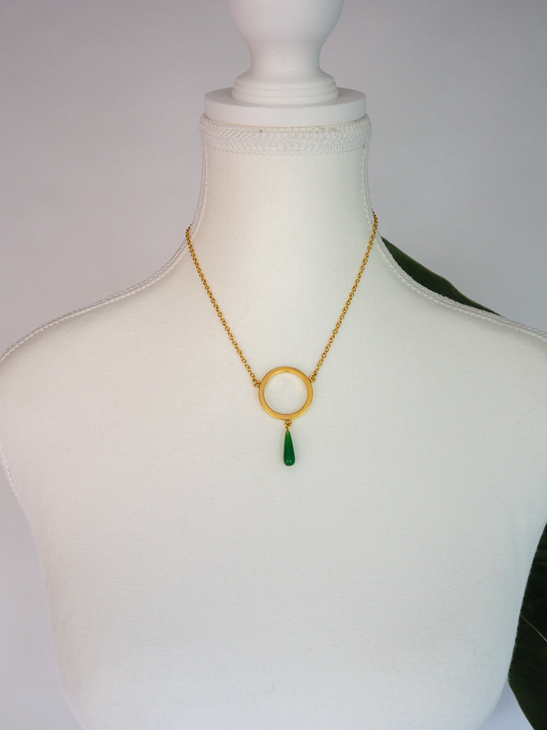 24K Gold Plated Chinese Jade Pendant【Clarity】by Aakar