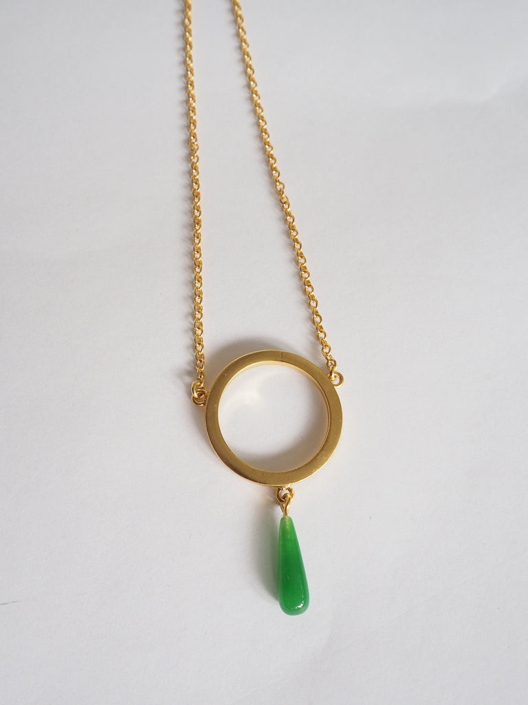 24K Gold Plated Chinese Jade Pendant【Clarity】by Aakar