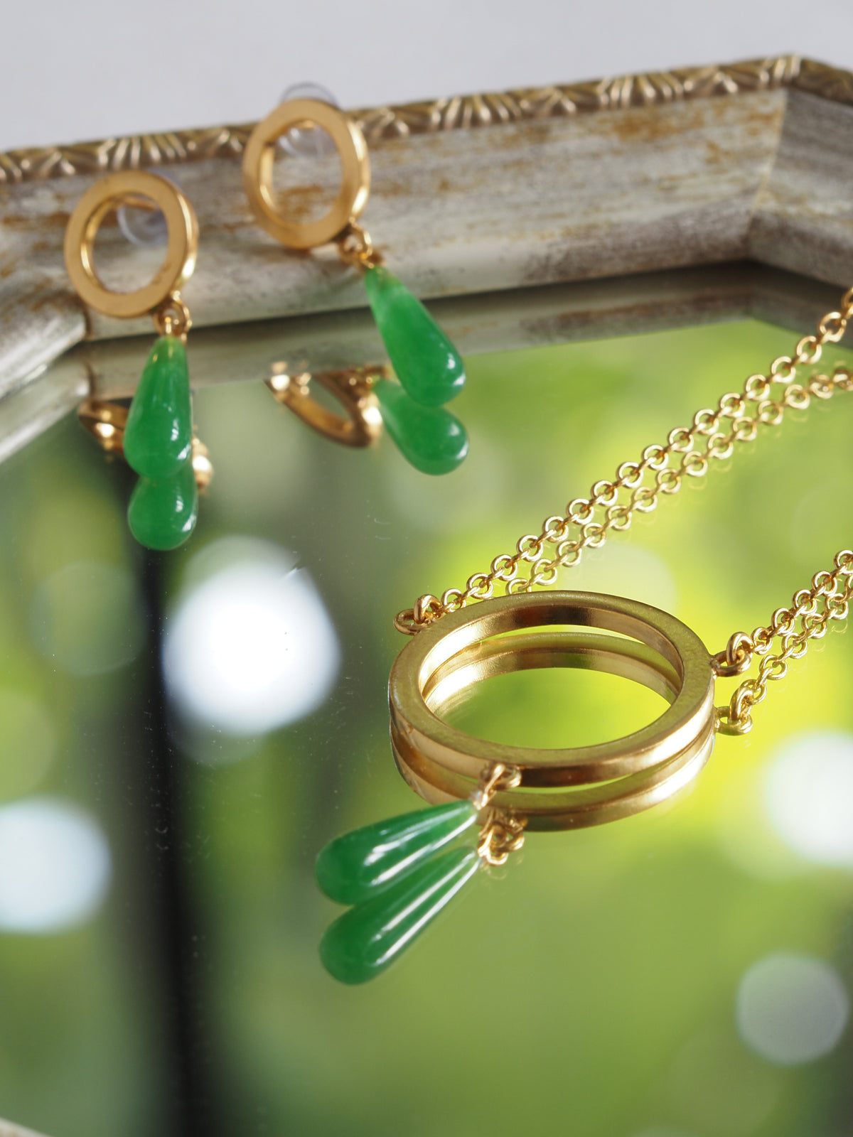 24K Gold Plated Chinese Jade Pendant【Clarity】by Aakar