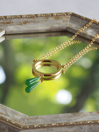 24K Gold Plated Chinese Jade Pendant【Clarity】by Aakar