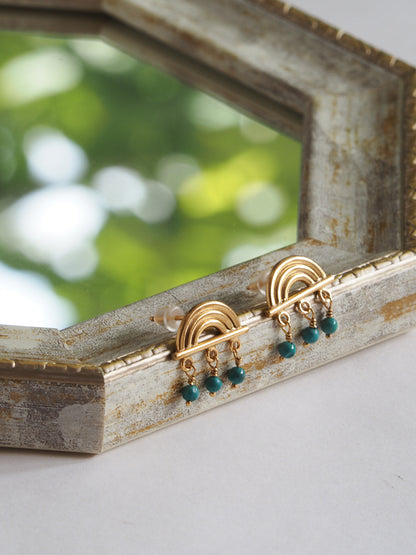 24K Gold Plated Turquoise Pierce【Monsoon Rain】by Aakar